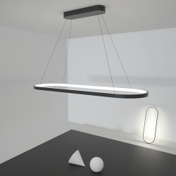 LED pendel 40W rektangel aluminium sort malet finish moderne lampe til spisestue resturant kaffebar