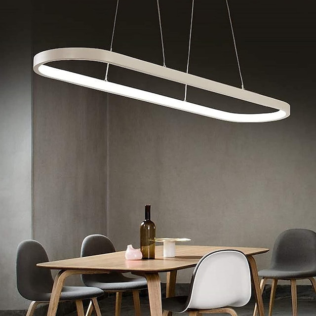 1-lys 70c/90m led pendel 40w ovalt design rektangel aluminium sort malet finish moderne lampe til spisestue restaurant kaffebar