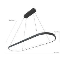1-lys 70c/90m led pendel 40w ovalt design rektangel aluminium sort malet finish moderne lampe til spisestue restaurant kaffebar