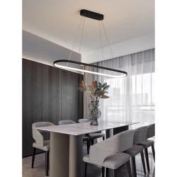 1-lys 70c/90m led pendel 40w ovalt design rektangel aluminium sort malet finish moderne lampe til spisestue restaurant kaffebar