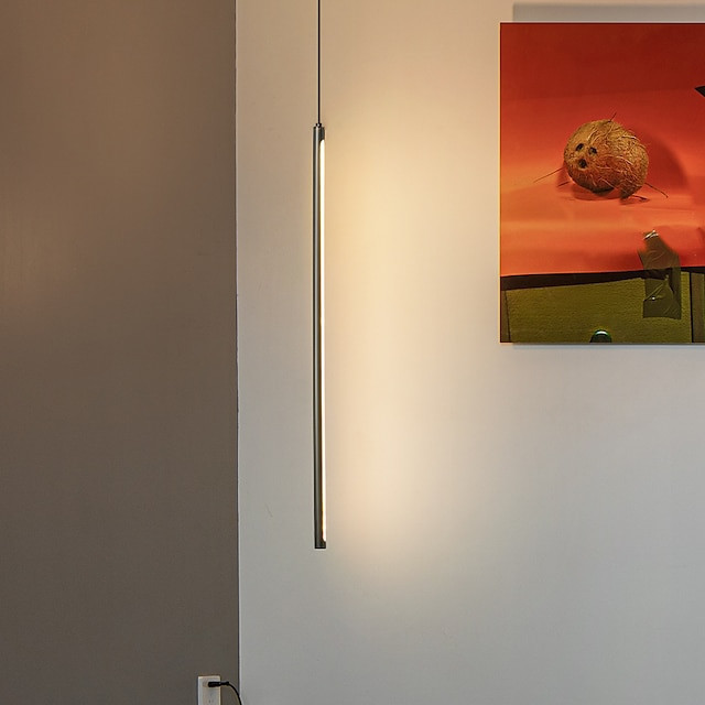 led pendant lys liner design, 56cm 1-lys ledning justerbar linje design pendel til soveværelse stue bar cafe lysende sølv/coppe