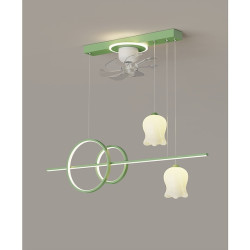 led pendel med loftsventilator liner design 100cm kæde justerbar hængende lampe til køkken spisestue stue grøn hvid