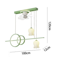 led pendel med loftsventilator liner design 100cm kæde justerbar hængende lampe til køkken spisestue stue grøn hvid