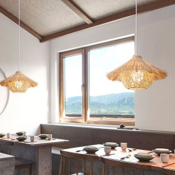 led Pendel lys bambus lanterne design lysekrone retro 40cm e26/e27 lysekrone loftbelysning er anvendelig til stue soveværelse re