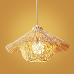 led Pendel lys bambus lanterne design lysekrone retro 40cm e26/e27 lysekrone loftbelysning er anvendelig til stue soveværelse re