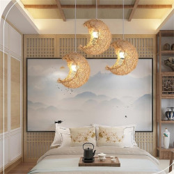 led Pendel lys bambus lanterne design lysekrone retro 32cm e26/e27 lysekrone loftbelysning er anvendelig til stue soveværelse re