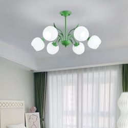 led pendel 75cm 6-lys glas blomster design moderne akryl lysekrone pendel udsøgt loftbelysning dekorativ loftlampe til stue entr