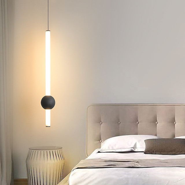 1-lys 60cm led pendel nordisk sengelampe moderne enkel stue baggrund væg bar lang linje lysekrone soveværelse enkelthoved værktø