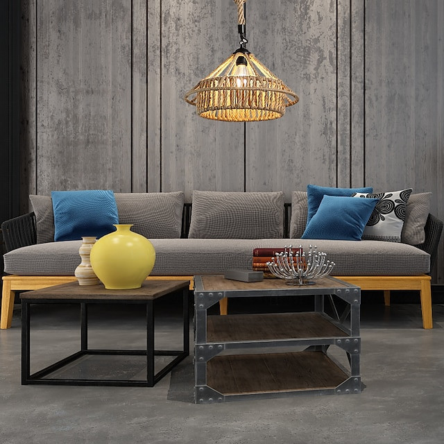 led Pendel lys bambus lanterne design lysekrone retro 38cm e26/e27 lysekrone loftbelysning er anvendelig til stue soveværelse re