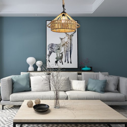 led Pendel lys bambus lanterne design lysekrone retro 38cm e26/e27 lysekrone loftbelysning er anvendelig til stue soveværelse re