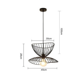led pendel lys sengelampe sort guld 45cm retro vedhæng lys metal vintage stil jern hat malet soveværelse spisestue stue lys diy