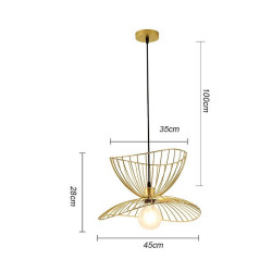 led pendel lys sengelampe sort guld 45cm retro vedhæng lys metal vintage stil jern hat malet soveværelse spisestue stue lys diy