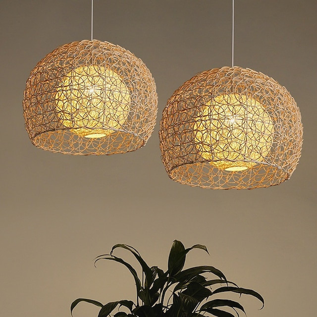 led Pendel lys bambus lanterne design lysekrone retro 25cm lysekrone loftbelysning er anvendelig til stue soveværelse restaurant