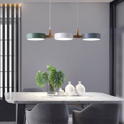 led pendel moderne træ 77cm ledning justerbar 3000-6000k 3-lys pendel armatur til køkken spisestue hotel tøjbutik restaurant (pæ