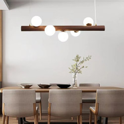 80cm geometrisk form vedhængslampe led træ kunstnerisk stil vintage stil moderne