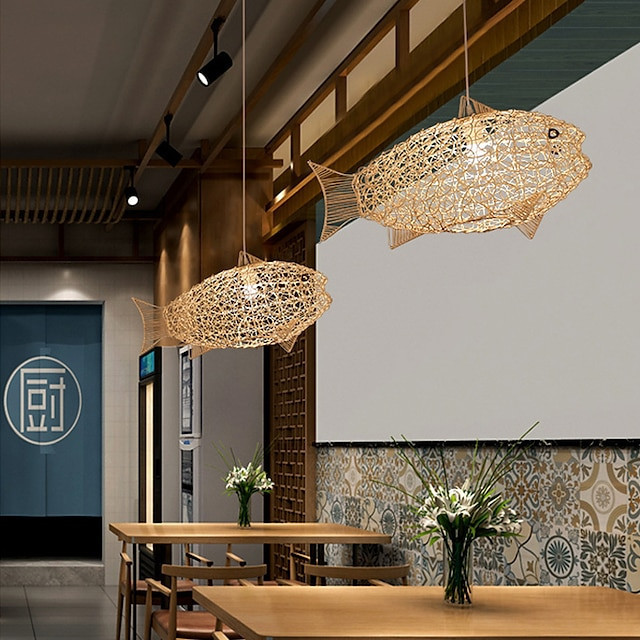 led Pendel lys bambus lanterne design lysekrone retro 62cm e26/e27 lysekrone loftbelysning er anvendelig til stue soveværelse re