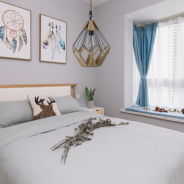 led Pendel lys bambus lanterne design lysekrone retro 33cm e26/e27 lysekrone loftbelysning er anvendelig til stue soveværelse re