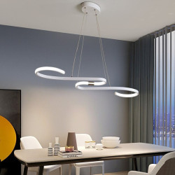 86cm led moderne pendellampe ø loftsbelysning indendørs design lampe spisebord lysekrone metal og akryl hvid hængende lysarmatur