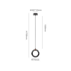 led pendel 17cm 1-lys ring cirkel design dæmpbar luksuriøs moderne stil spisestue soveværelse pendel kun dæmpbar med fjernbetjen