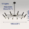fyrværkeri roterende loft, 12/24 lys 39"/51" kreativ pointer loftslampe til stuen, moderne led forsænket loftslampe, fyrværkeri