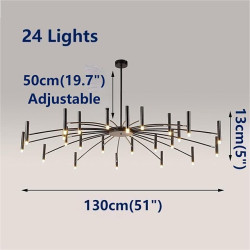 fyrværkeri roterende loft, 12/24 lys 39"/51" kreativ pointer loftslampe til stuen, moderne led forsænket loftslampe, fyrværkeri