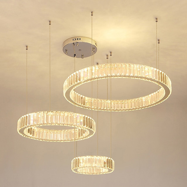 3-Light 70cm Dæmpbar Cirkeldesign Line Design Vedhæng Lys Rustfrit stål Glas Flerlags Kunstnerisk Stil Formel Stil Galvaniseret
