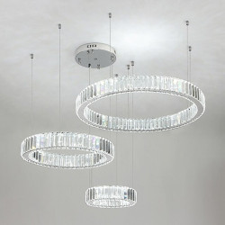 3-Light 70cm Dæmpbar Cirkeldesign Line Design Vedhæng Lys Rustfrit stål Glas Flerlags Kunstnerisk Stil Formel Stil Galvaniseret