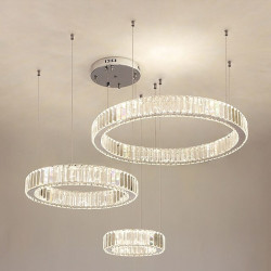 3-Light 70cm Dæmpbar Cirkeldesign Line Design Vedhæng Lys Rustfrit stål Glas Flerlags Kunstnerisk Stil Formel Stil Galvaniseret