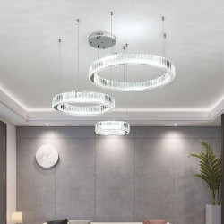 3-Light 70cm Dæmpbar Cirkeldesign Line Design Vedhæng Lys Rustfrit stål Glas Flerlags Kunstnerisk Stil Formel Stil Galvaniseret