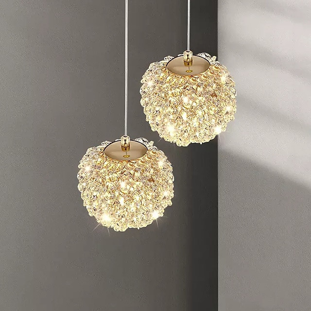 led pendel gylden 6" dæmpbare krystalkugler stue loft pendel lys stue luksus guld lysekrone armaturer