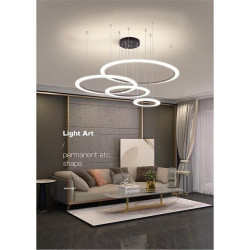 4-Light 80cm Cirkel / Rund Design Line Design Geometriske former Vedhæng Lys Metal Akryl Flerlags Kunstnerisk Stil Formel Stil M