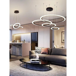 4-Light 80cm Cirkel / Rund Design Line Design Geometriske former Vedhæng Lys Metal Akryl Flerlags Kunstnerisk Stil Formel Stil M