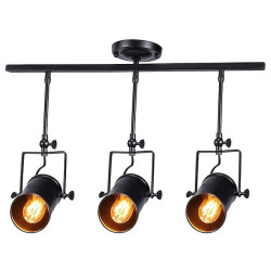 Vintage Industriel Loftslampe – Justerbar E27 downlight i sort jern