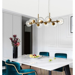 led pendellamp ø lys sort bronze kobber moderne nordisk spisestue soveværelse lysekrone minimalistisk stue magisk bønne glas mol