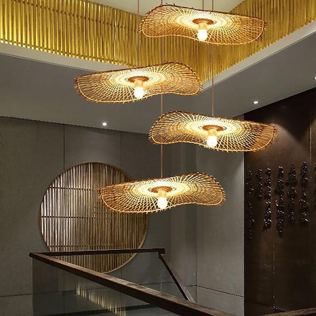 led Pendel lys bambus lanterne design lysekrone retro 1 hoved 35/45/55cm lysekrone loftbelysning er anvendelig til stue sovevære