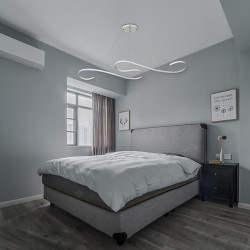 110cm ledet pendellampe loftlampe bølgeform hængende lys lineær ø dæmpbar til stue spisestue køkken minimalistisk moderne 46w