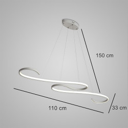 110cm ledet pendellampe loftlampe bølgeform hængende lys lineær ø dæmpbar til stue spisestue køkken minimalistisk moderne 46w