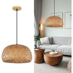 kreativ håndlavet bambus vævning naturlig vind loft lysekrone e27/e26 bund loftsbelysning hængende lampe velegnet til studie kaf