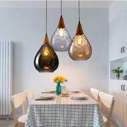 30cm Træ & Glas Pendellampe – Slankt, moderne design til restaurant, café & stue