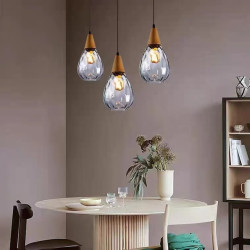 30cm Træ & Glas Pendellampe – Slankt, moderne design til restaurant, café & stue