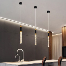 34cm Krystal LED Pendel – Justerbar sort & guld lampe til køkkenø & lysekrone
