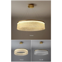 Moderne Glaspendel – 50/60/80cm galvaniseret lysekrone i guld