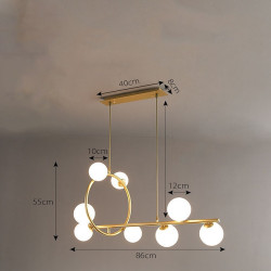 Globus Lysekrone – Justerbar mid-century moderne 8/10-lys i glas & guld