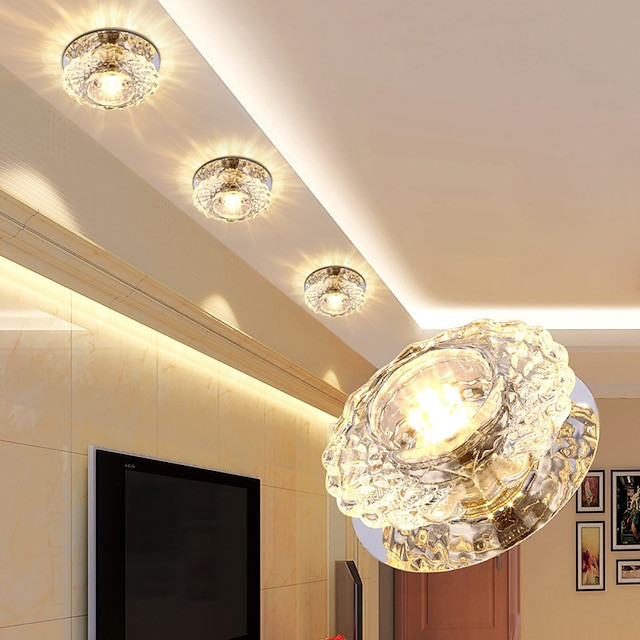 1-lys 10cm led krystal loftslampe unikt design indbygningslys galvaniseret moderne luksus stil krystal veranda lys korridor lamp