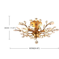 62 cm lysekrone klynge design loftslampe led flush mount lys metal antik messing elegant og luksuriøst ce-certificeret blomsterd