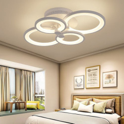 60/80/95cm lysekrone dæmpbar loftslampe led geometriske former flush mount lys metal lagdelt moderne stil lineær malet finish