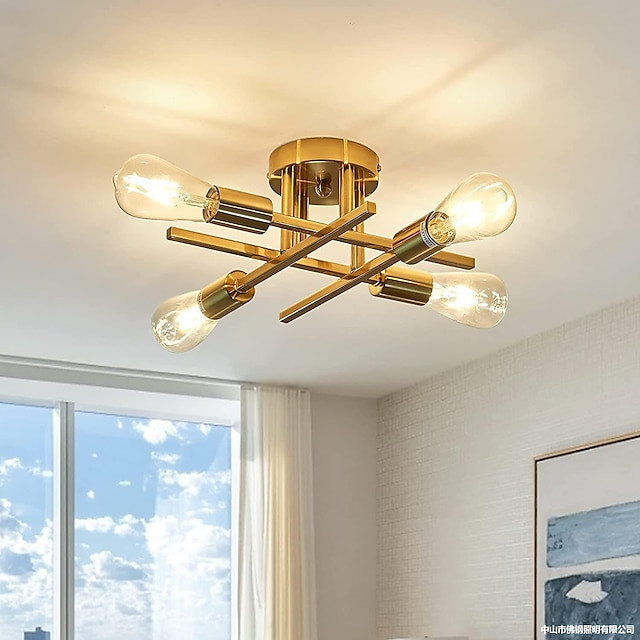 led loftslampe 4-lys 38 cm nordisk stil lysekrone sputnik design metal kunstnerisk stil industriel malet finish køkken soveværel