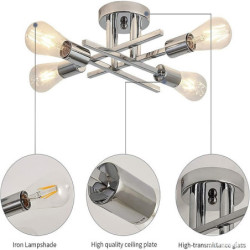 led loftslampe 4-lys 38 cm nordisk stil lysekrone sputnik design metal kunstnerisk stil industriel malet finish køkken soveværel