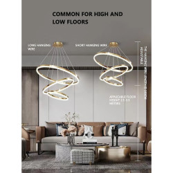 3-Ring LED Lysekrone – Justerbar 40/60/80cm akryldesign til køkken & stue
