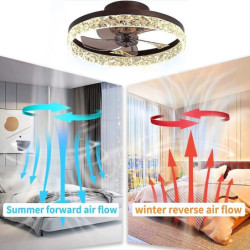 Loftlampe med lys 19,5″ dæmpbar led 3 farve 6 hastigheder timing vendbare blade med fjernbetjening, husholdningsventilator lysek